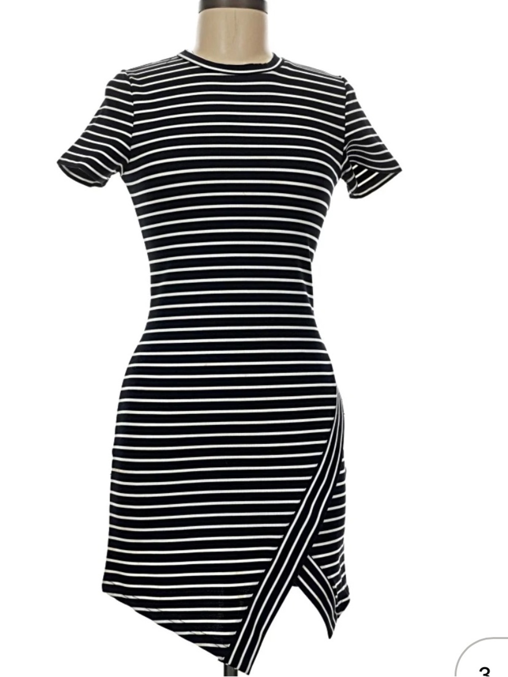 ezra Black & White Striped Short-Sleeve Shift